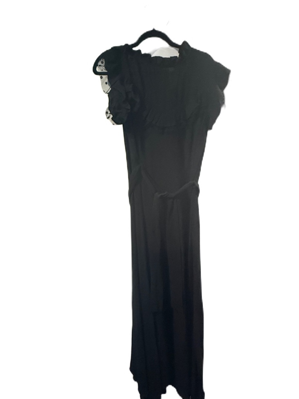 Black Ruffle-Sleeve Maxi Dress